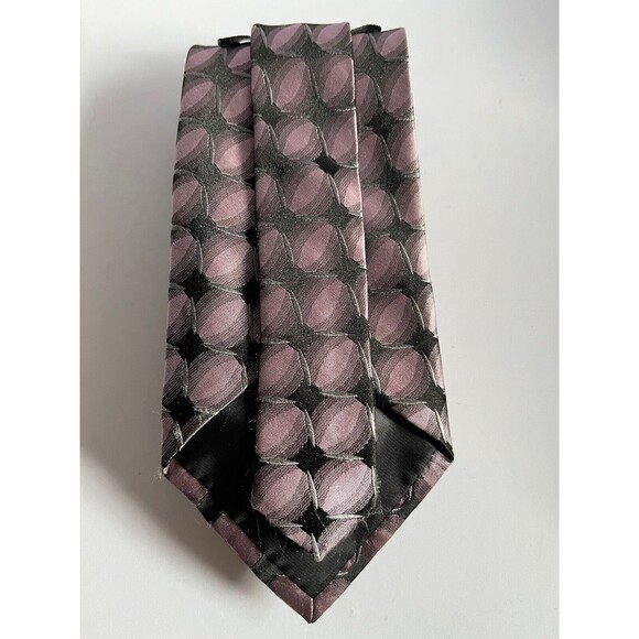 Arrow Men's Silk Necktie Purple Black Gray Geometrical Pattern - Picture 5 of 5